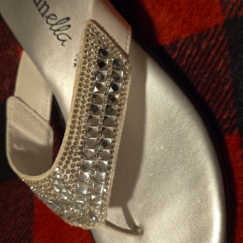 Toscanella White and Rhinestone Sandals - Picture 2 of 11